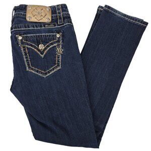 Miss Me Jeans Womens 30 Mid Rise Easy Skinny 32x31 Dark Blue Stretch Denim